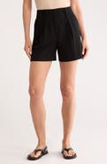 Theory High Waist Pleat Crepe Shorts