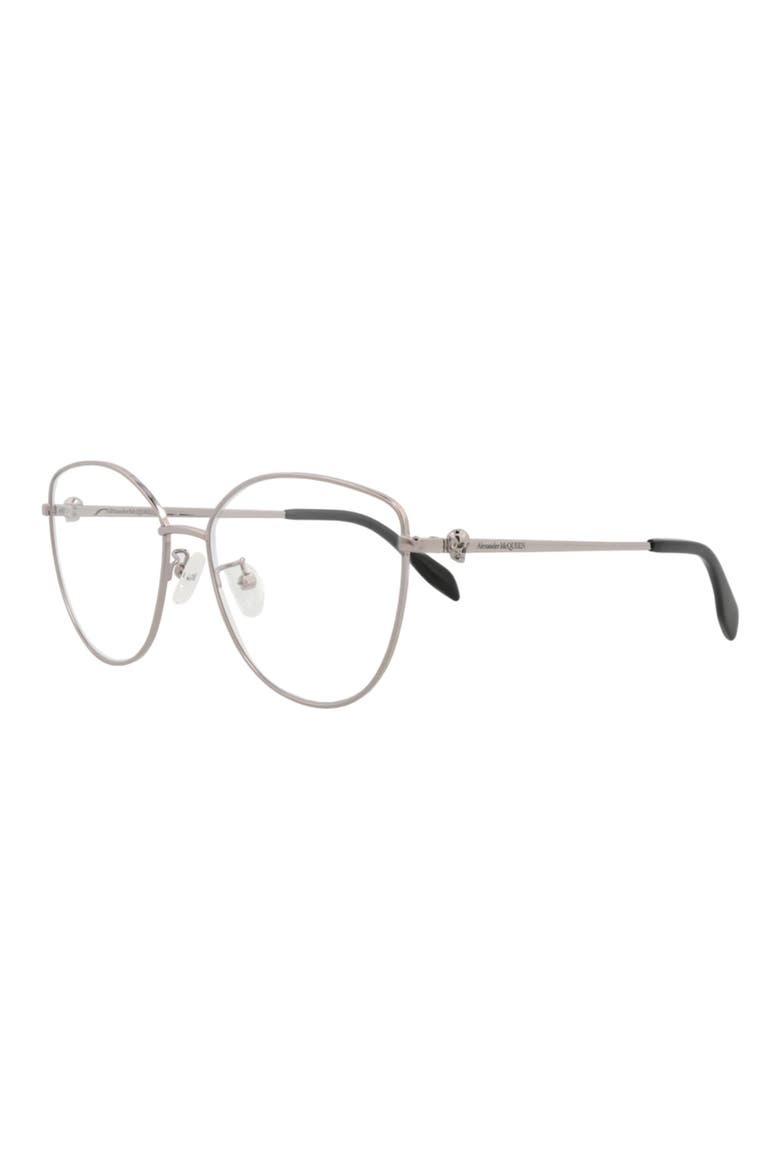 57mm Cat Eye Reading Glasses, Alternate, color, RUTHENIUM TRANSPARENT