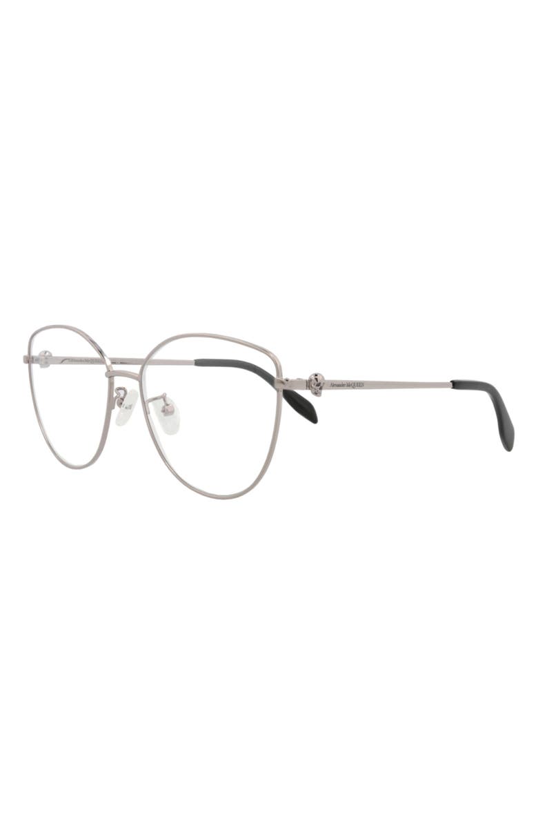 McQueen 57mm Cat Eye Reading Glasses, Alternate, color, Ruthenium Transparent