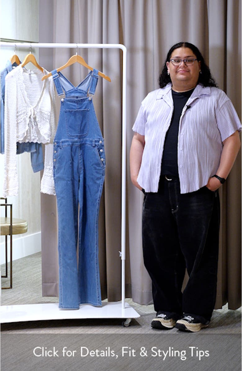 Baggy Straight Leg Denim Overalls, sales video thumbnail
