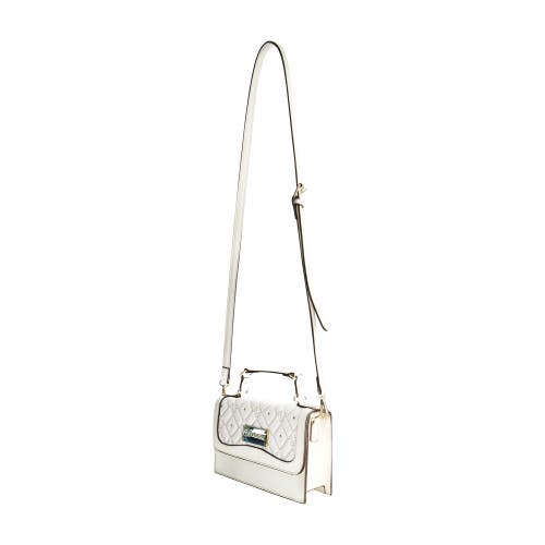 True Religion Studded Denim Flap Bag In White