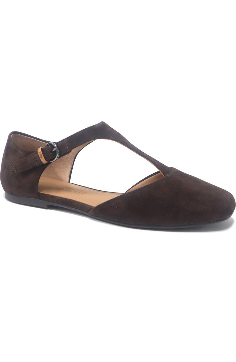 Gentle Souls Wyatt T-Strap Flat, Main, color, Chocolate Suede