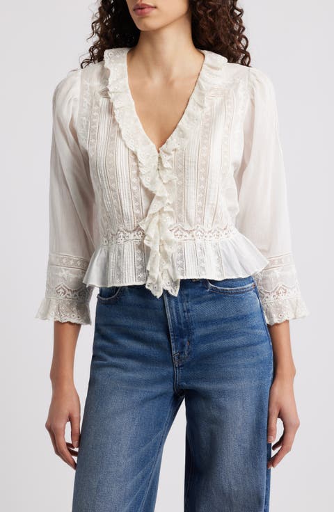 Eldoris Lace Detail Organic Cotton Top