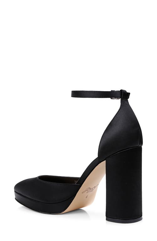 Jewel Badgley Mischka Stephanie Ankle Strap Platform Pump In Black Satin