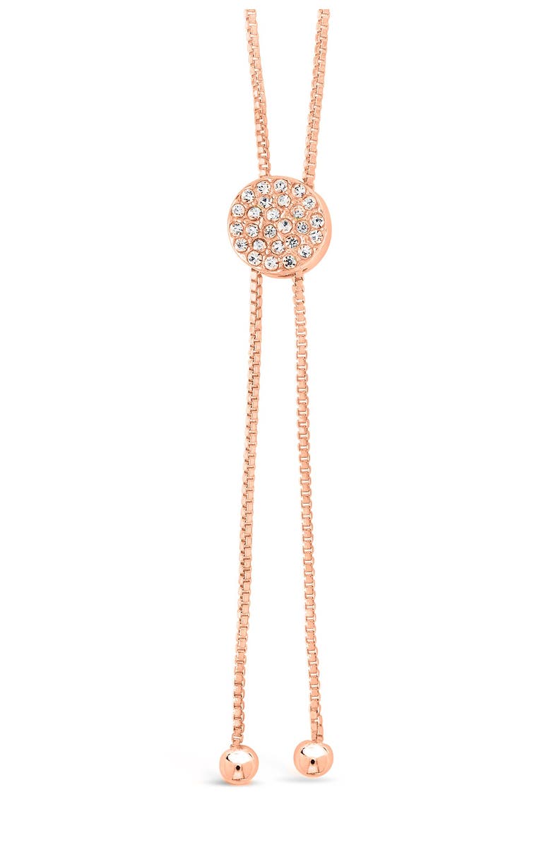 Sterling Forever 14K Rose Gold Plated Pave CZ Slider Bolo Necklace, Main, color,