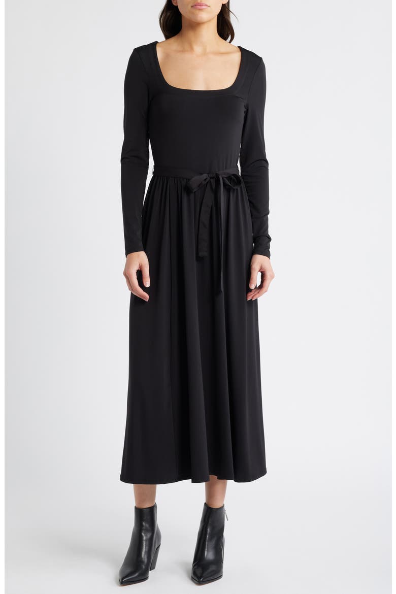 Nieve Long Sleeve Jersey Dress, Main, color, BLACK