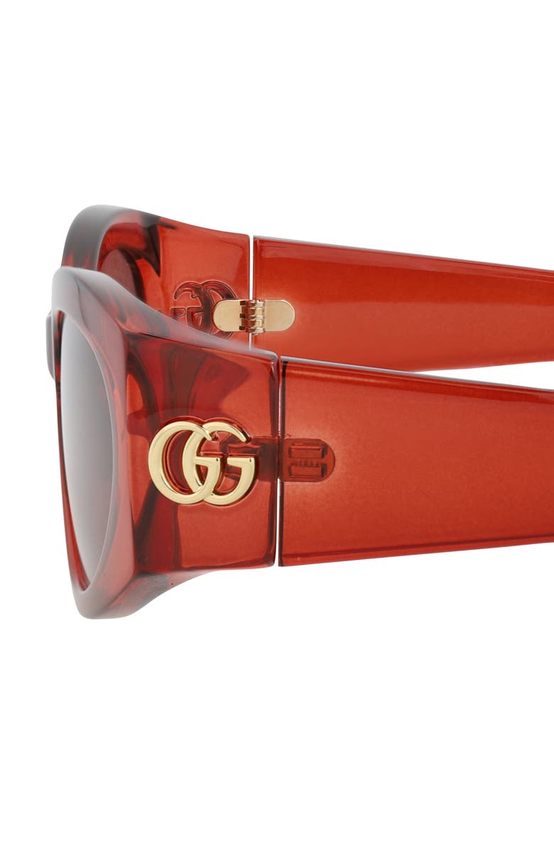 Gucci 53mm Core Round Sunglasses, Alternate, color, Burgundy Burgundy Brown
