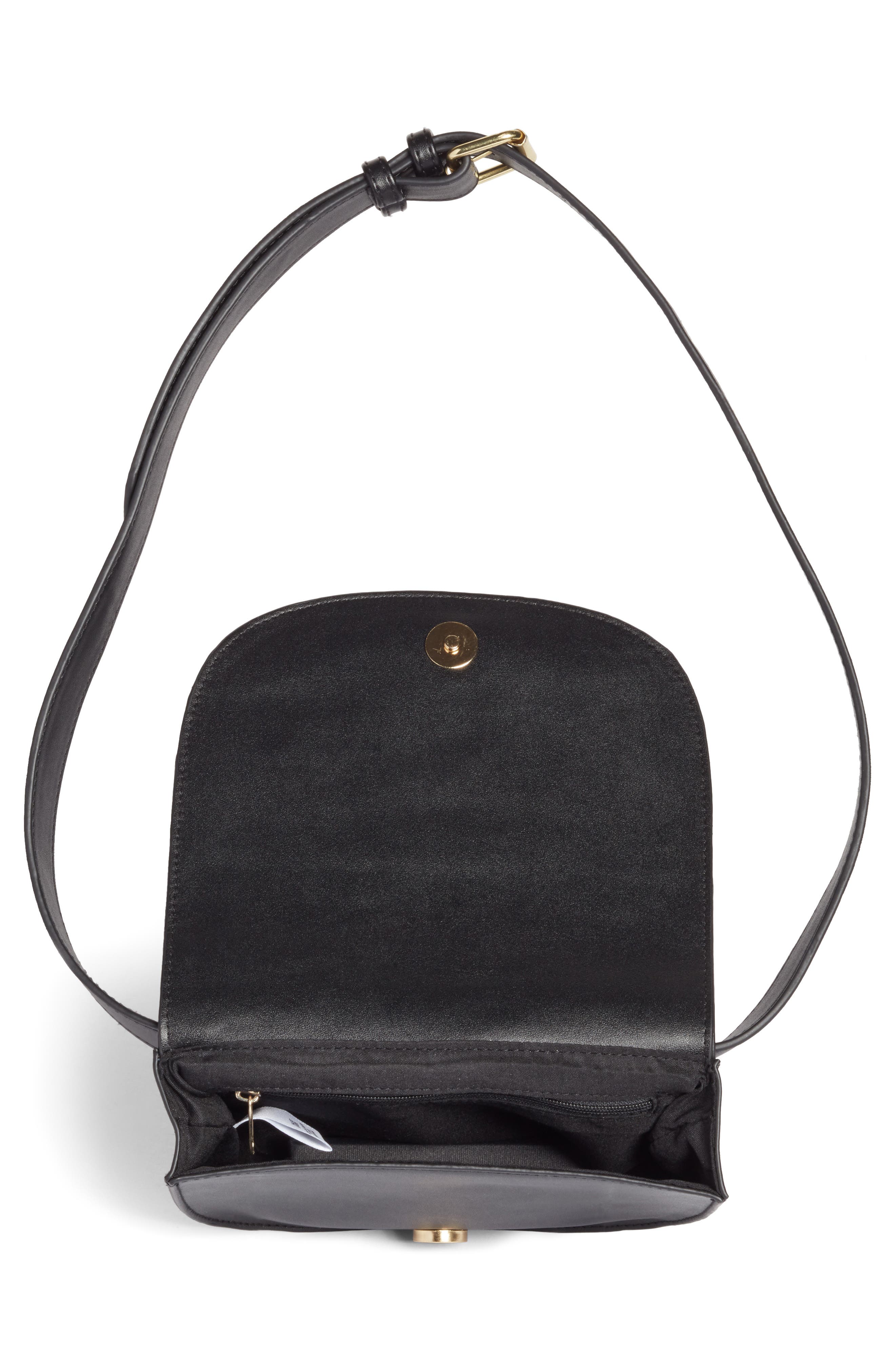 Faux Leather Saddle Belt Bag, Alternate, color, BLACK