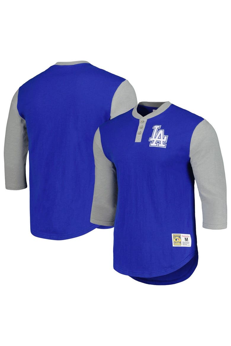 Men's Mitchell & Ness Royal Los Angeles Dodgers Cooperstown Collection Legendary Slub Henley 3/4-Sleeve T-Shirt, Main, color, Royal
