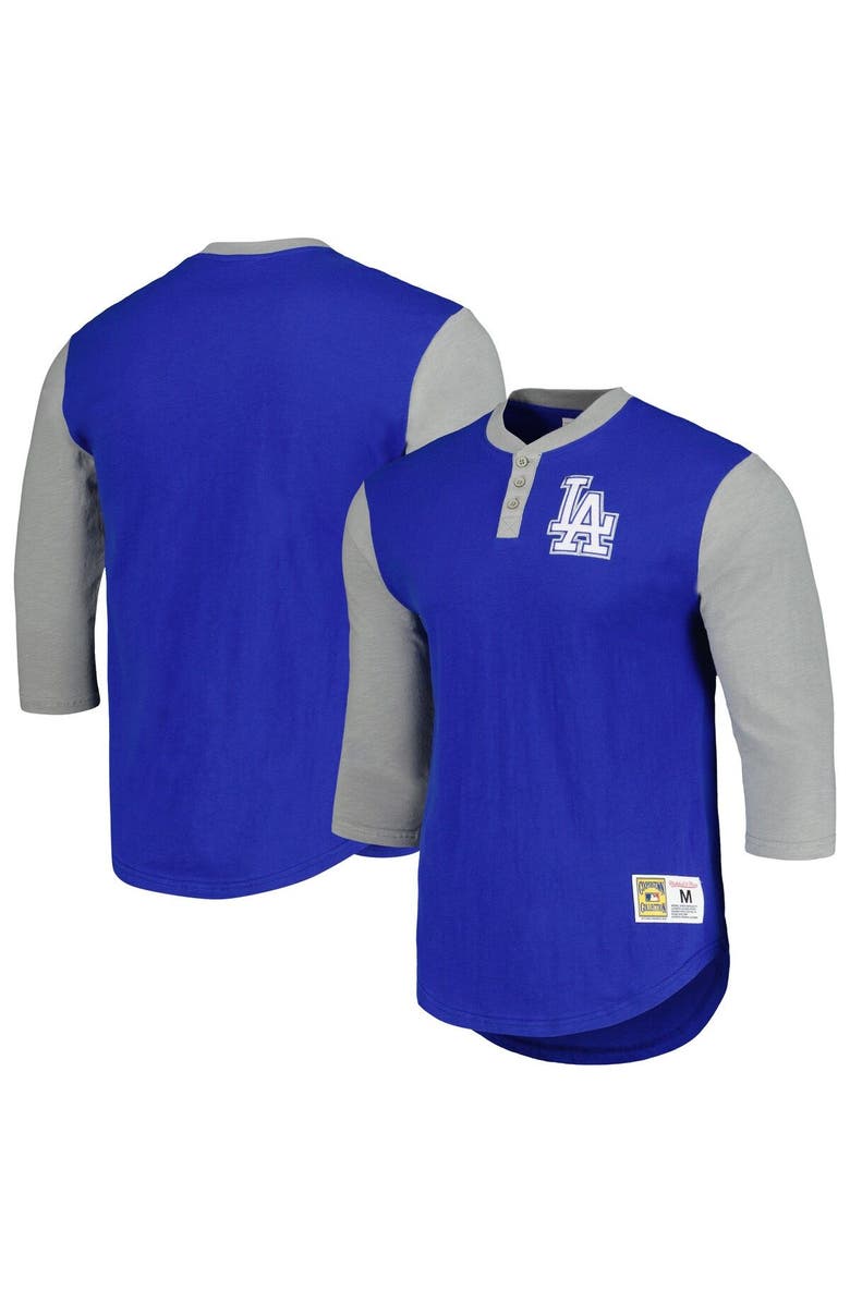 Mitchell & Ness Men's Mitchell & Ness Royal Los Angeles Dodgers Cooperstown Collection Legendary Slub Henley 3/4-Sleeve T-Shirt, Main, color,