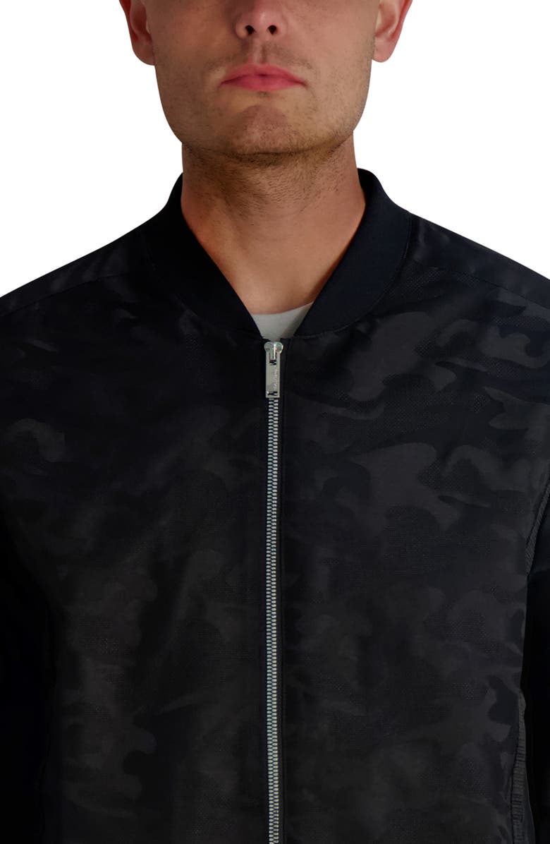 KARL LAGERFELD Camo Bomber Jacket, Alternate, color, Black