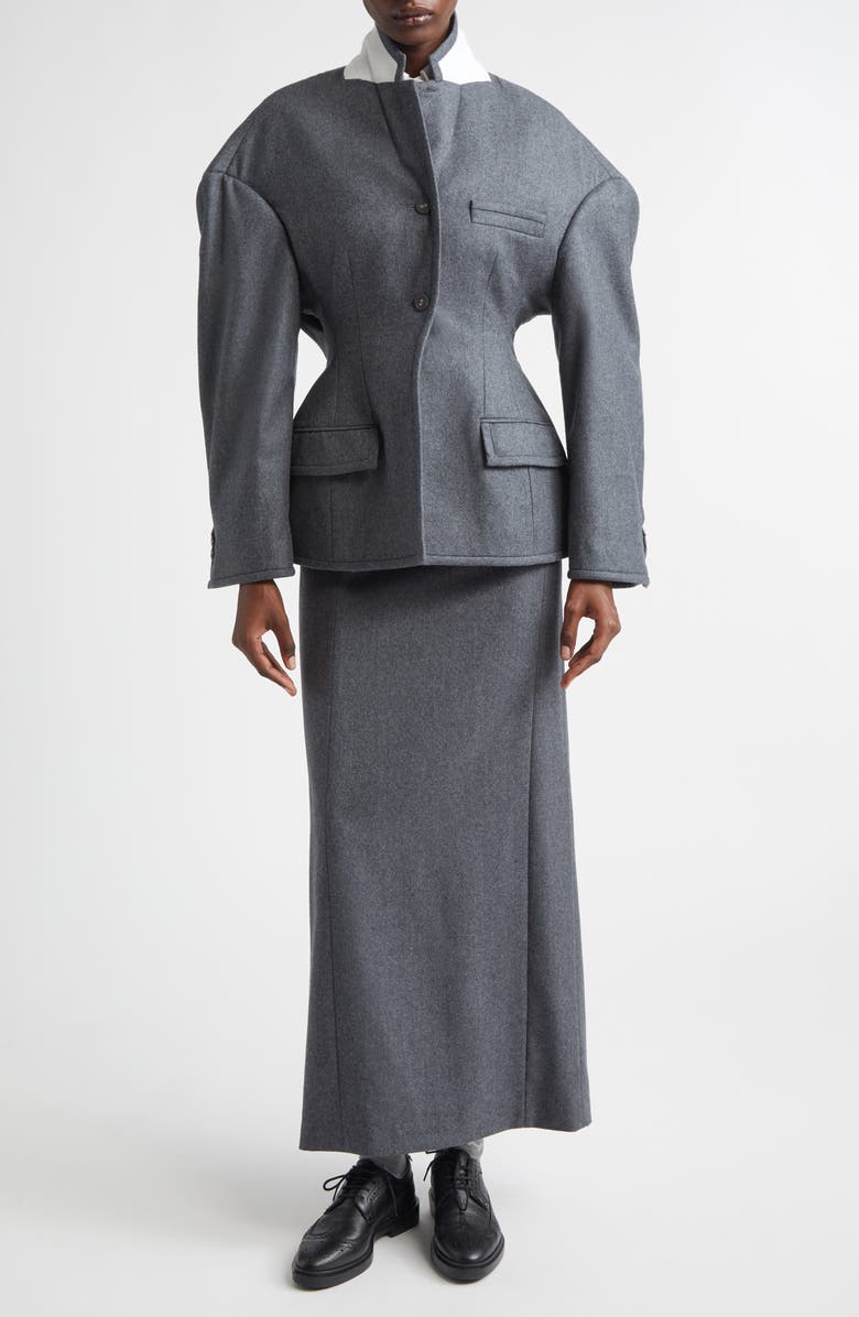 Thom Browne Nipped Waist Coat, Alternate, color, Dark Grey