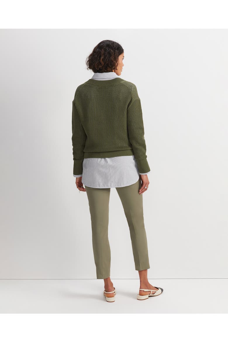Cotton Crochet V-Neck Knitted Jumper, Alternate, color, Khaki