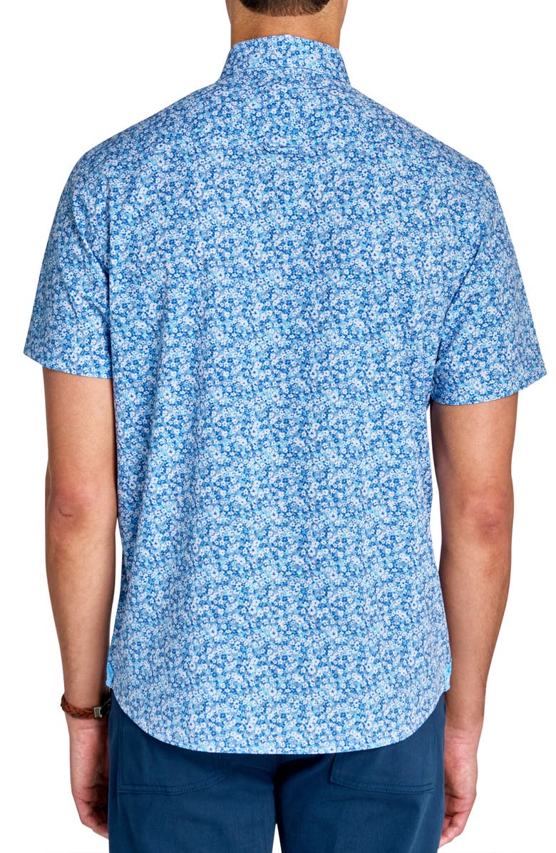 Brooklyn Brigade Micro Floral Recycled 4-Way Stretch Performance Short Sleeve Shirt, Alternate, color, Blue