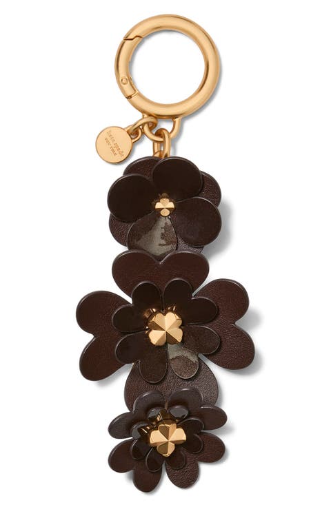 charming mixed media spade leather key fob