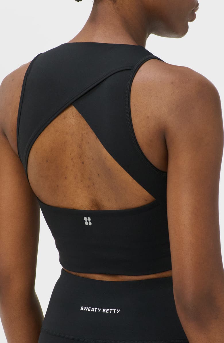Sweaty Betty All Day Wrap Longline Sports Bra, Alternate, color, Black