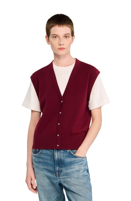 Sandro Two-tone Wool And Cashmere Sweater In Burgundy
