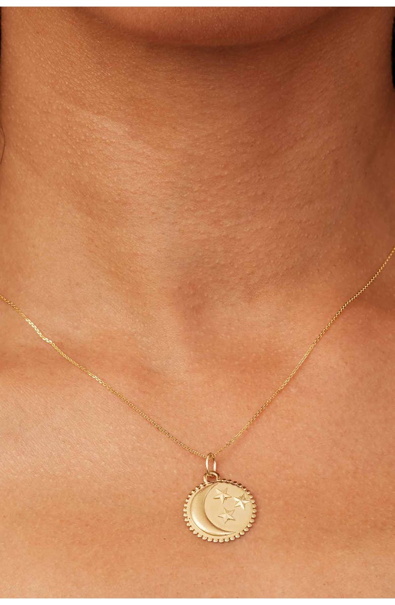 Oradina 14K Yellow Gold Goodnight Moon Medallion Pendant Charm, Alternate, color, Yellow Gold