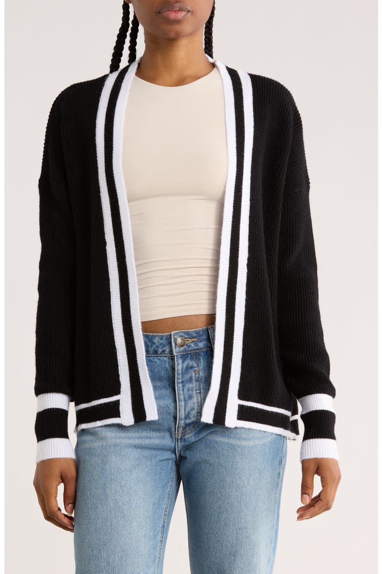 Two-Tone Cardigan, Main, color, BLACK/ WHITE
