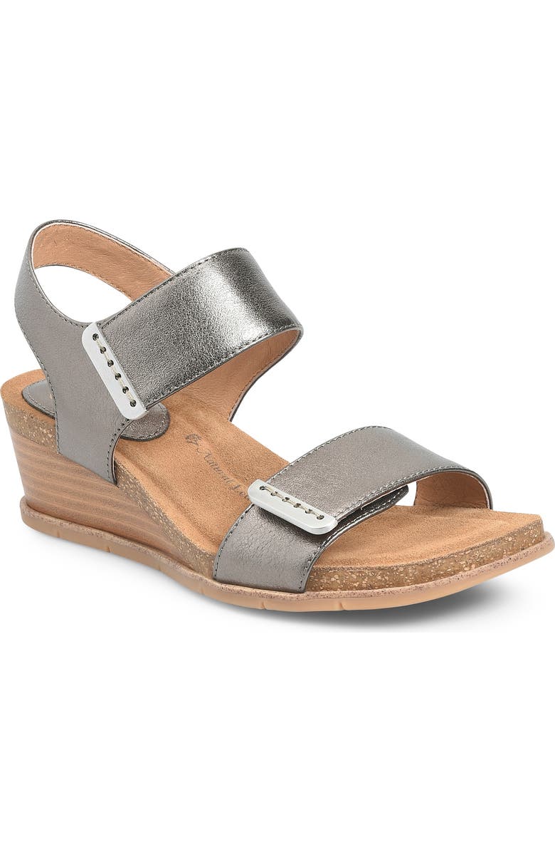 Söfft Verdi II Slingback Wedge Sandal, Main, color, Dark Pewter