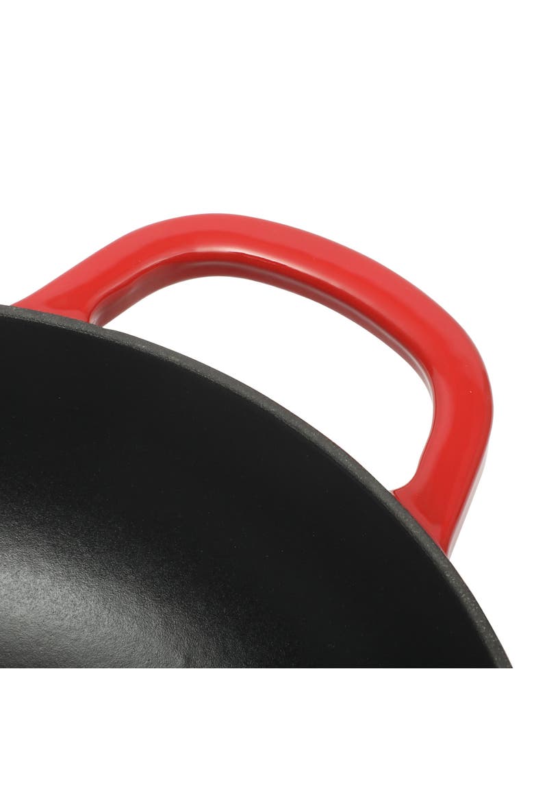 5 Quart Enameled Cast Iron Multi-Use Everday Pan With Borosilicate Lid, Alternate, color, Red