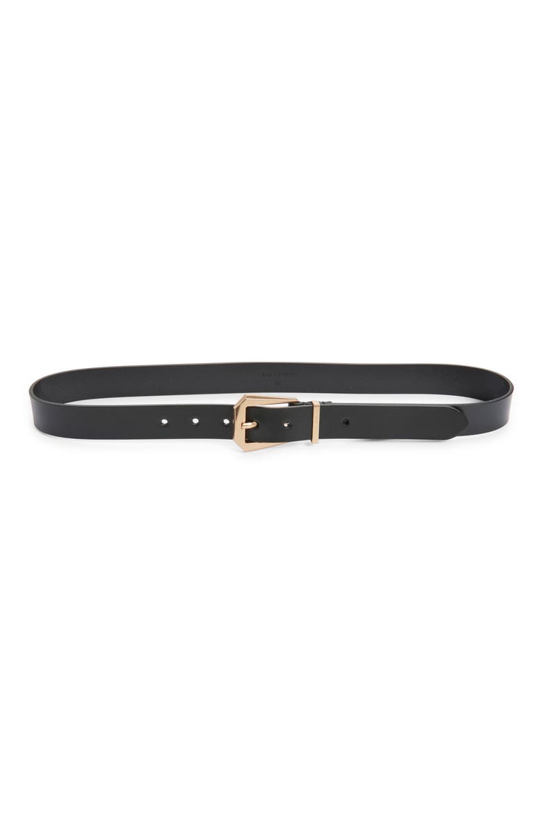 Western Hex Leather Belt, Main, color, BLACK / ANTIQUE BRASS
