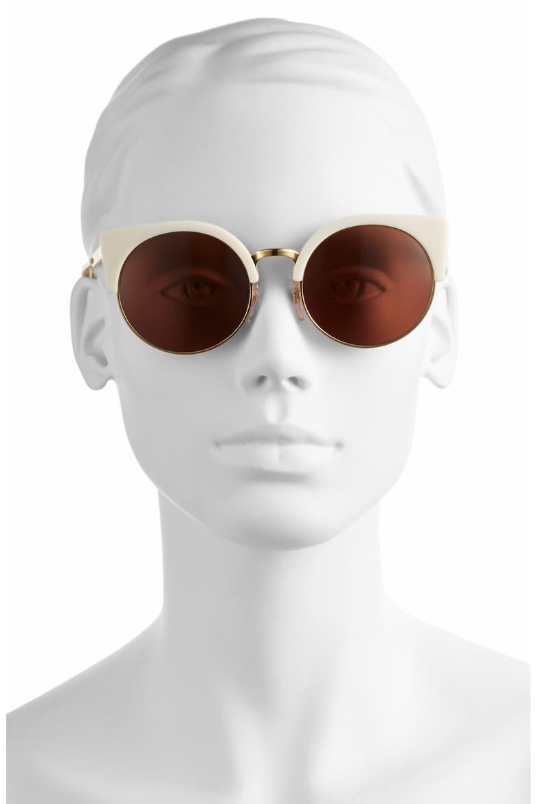 'Lucia' 53mm Sunglasses, Alternate, color, WHITE/ GOLD METAL