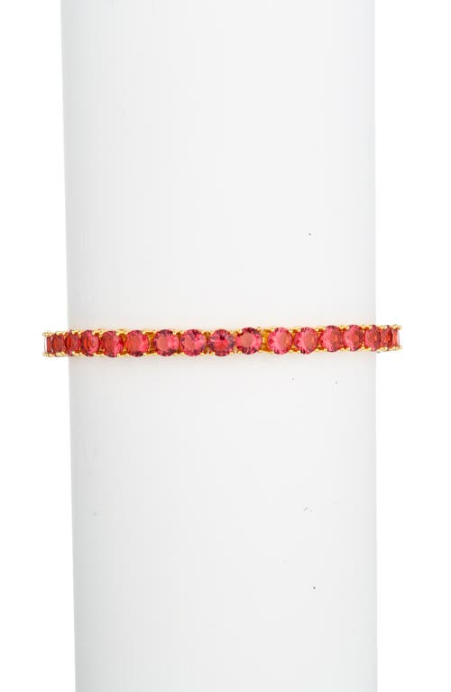 Eye Candy Los Angeles Harper Cubic Zirconia Tennis Bracelet In Red/gold