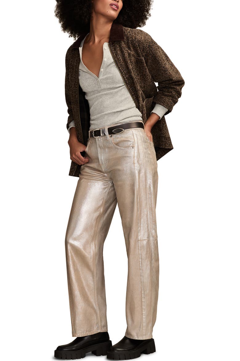 Lucky Legend Metallic Barrel Leg Jeans, Alternate, color, CRUSHIN ON KHAKI WASH