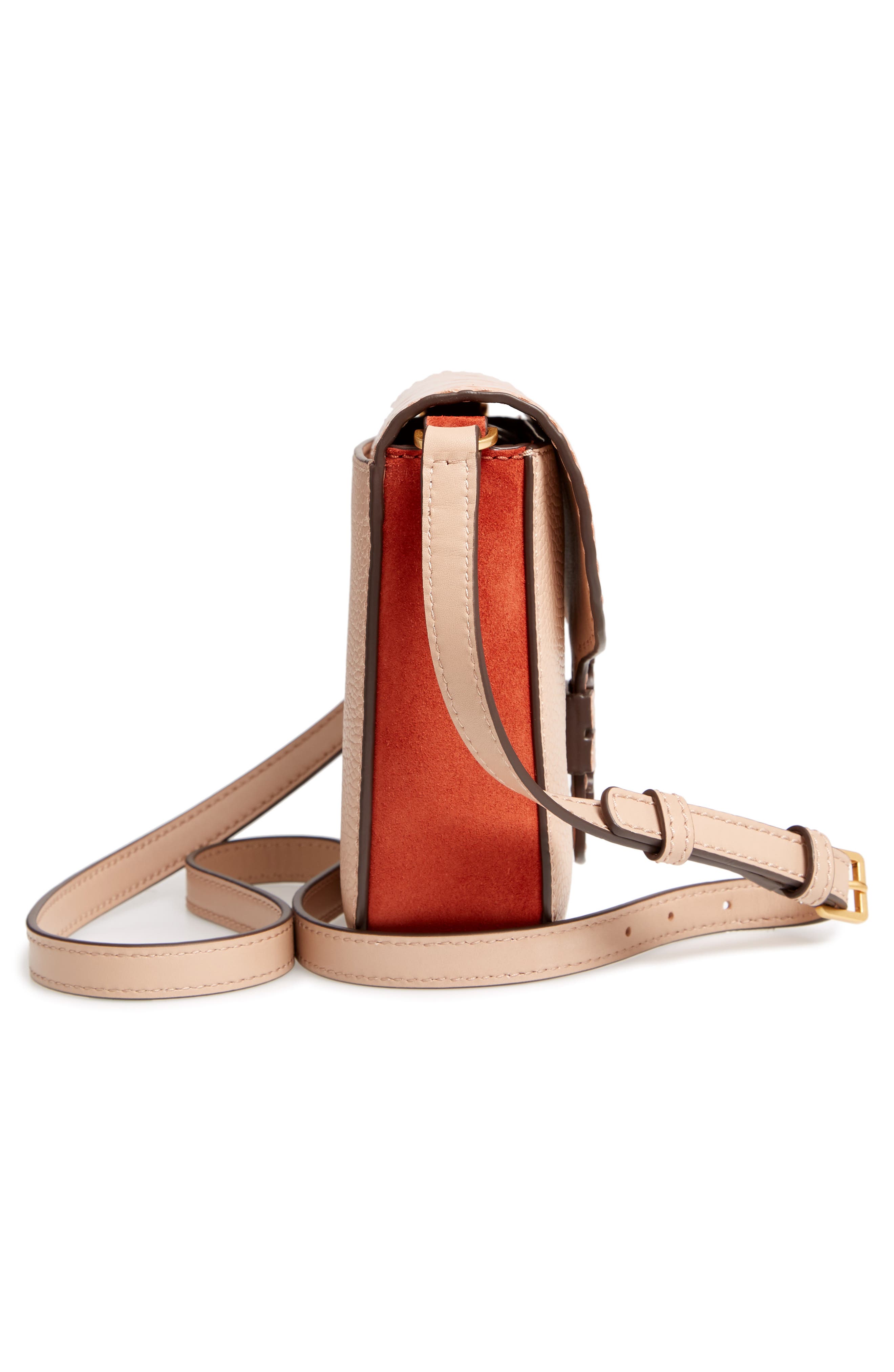 Tory Burch McGraw Croc Embossed Leather Crossbody Bag, Alternate, color, 