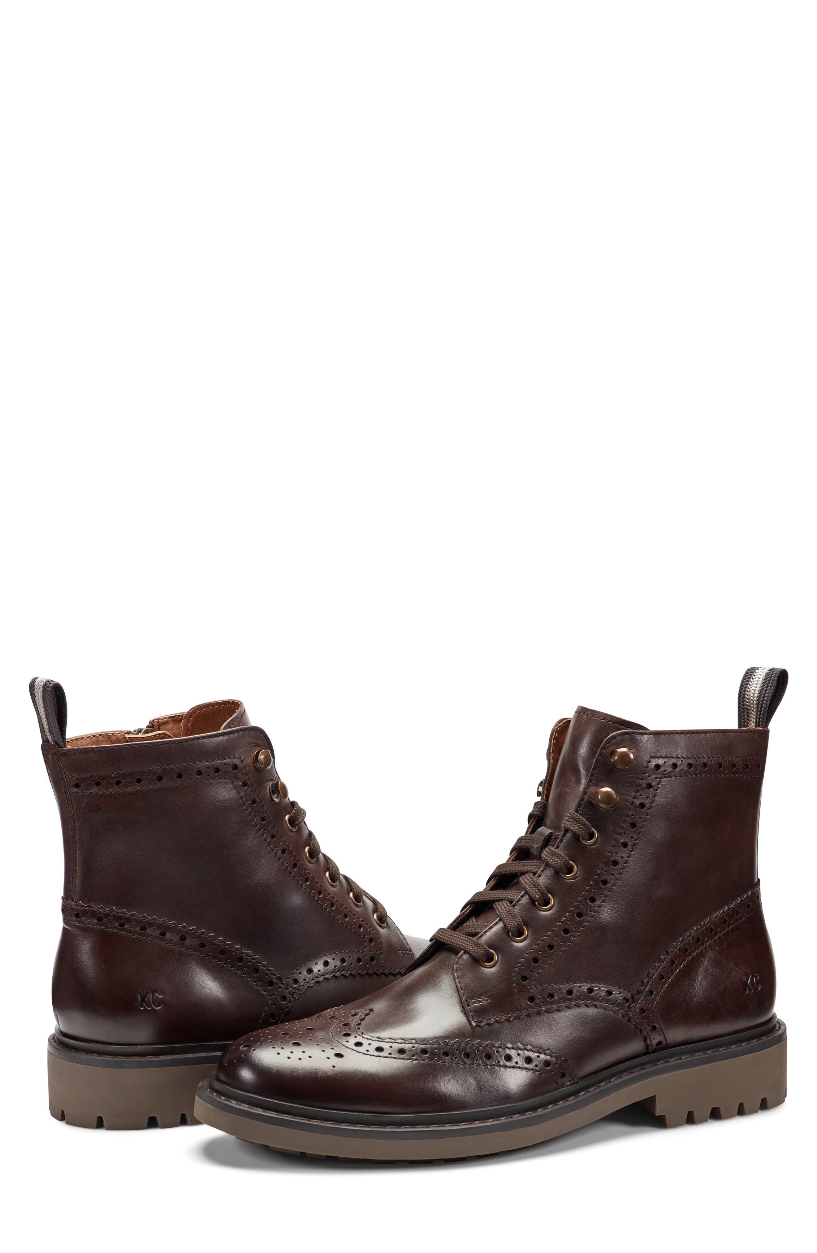 Kenneth Cole New York Todd Wingtip Boot, Alternate, color, Ganache/ Charcoal/ Silver