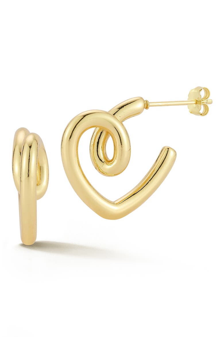 Tube Heart Huggie Hoop Earrings, Main, color, GOLD