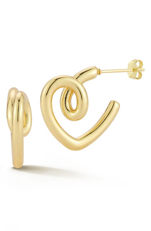Tube Heart Huggie Hoop Earrings