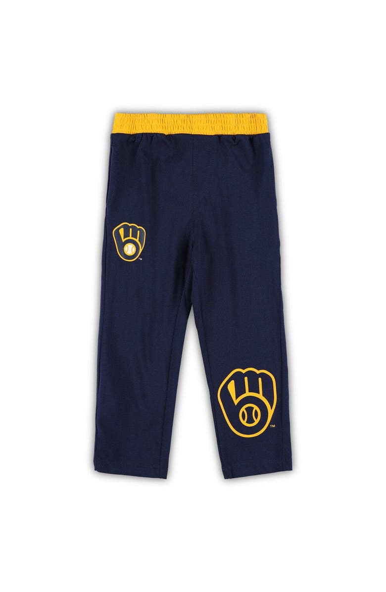 Outerstuff Toddler Navy/Gold Milwaukee Brewers Batters Box T-Shirt & Pants Set, Alternate, color,