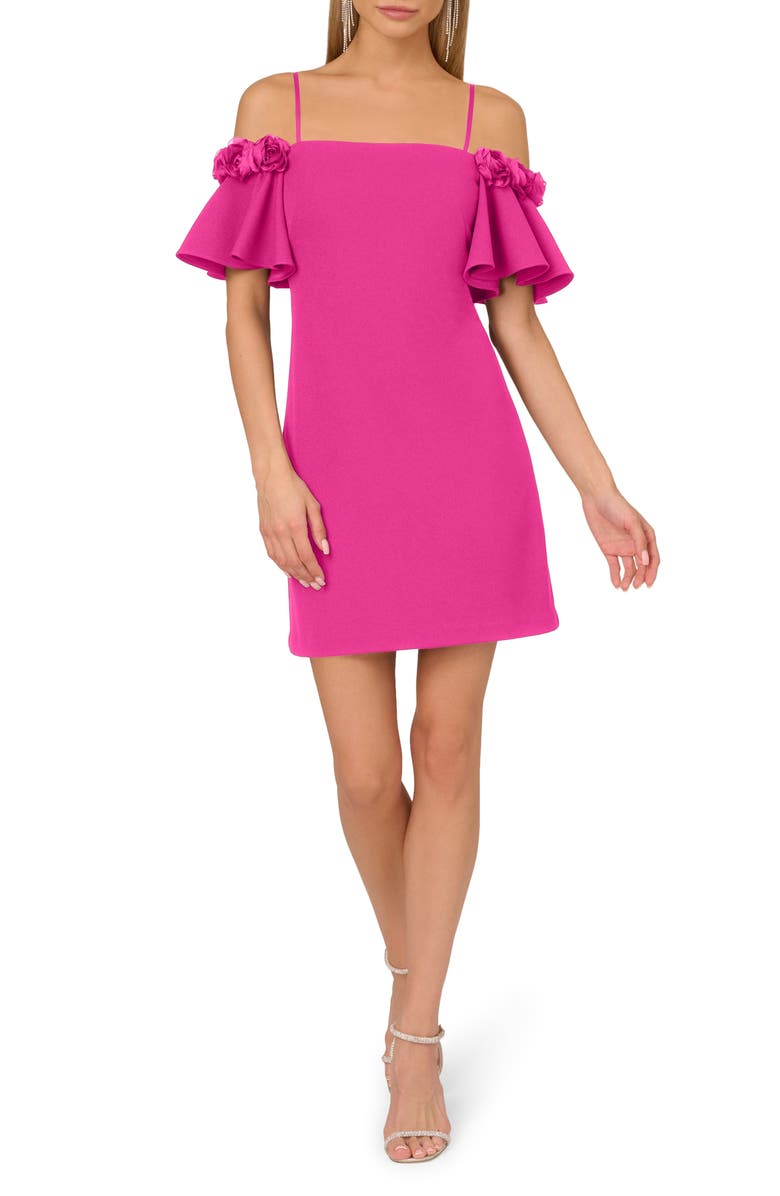 Adrianna Papell Crepe Cold Shoulder Minidress, Main, color, 