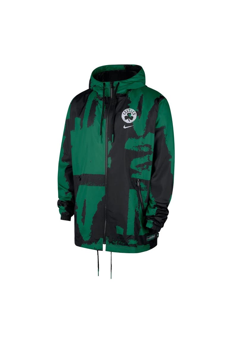 Men's Nike  Black/Kelly Green Boston Celtics Courtside Club Premium Woven Full-Zip Hooded Jacket, Alternate, color, Black