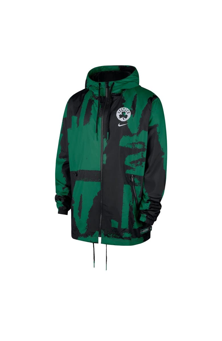 Nike Men's Nike  Black/Kelly Green Boston Celtics Courtside Club Premium Woven Full-Zip Hooded Jacket, Alternate, color, Black