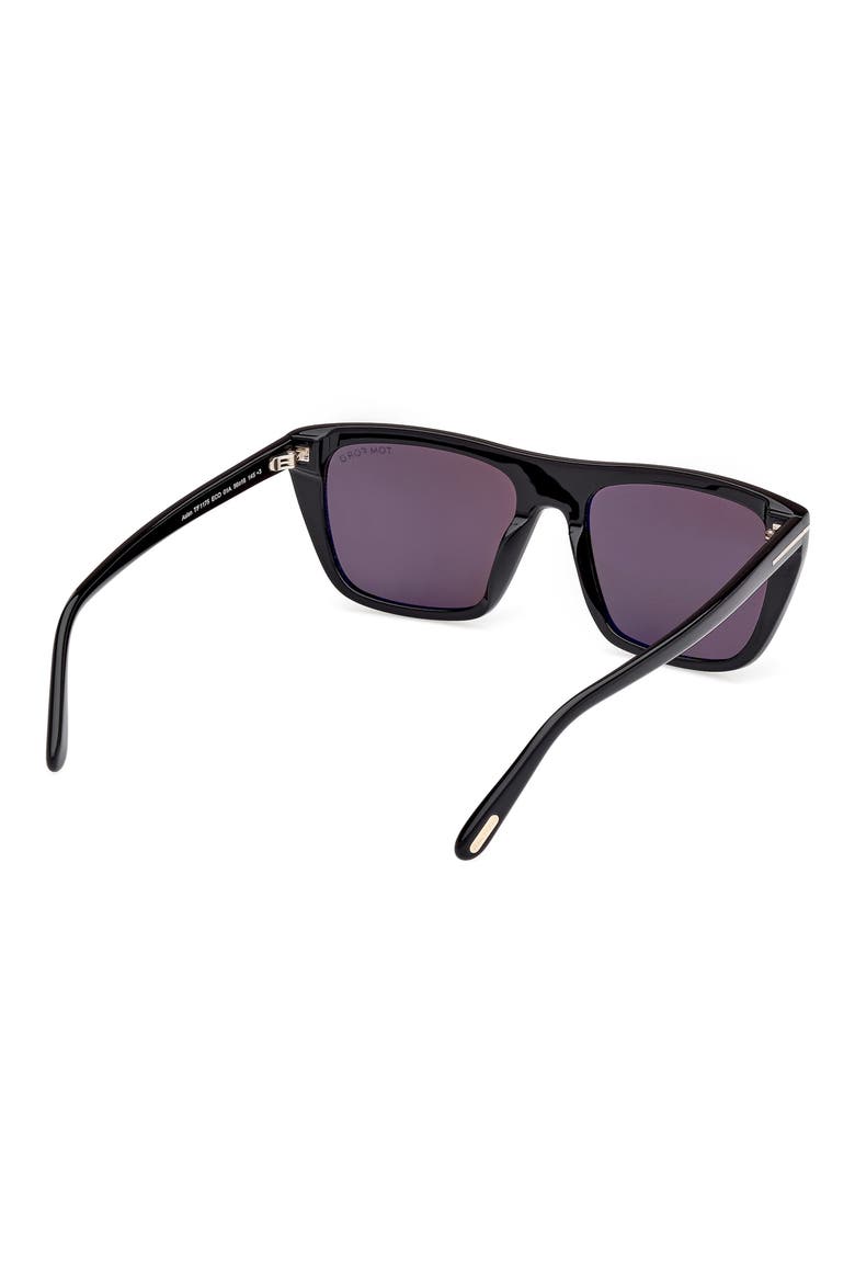 Aslan 56mm Rectangular Sunglasses, Alternate, color, SHINY BLACK / SMOKE