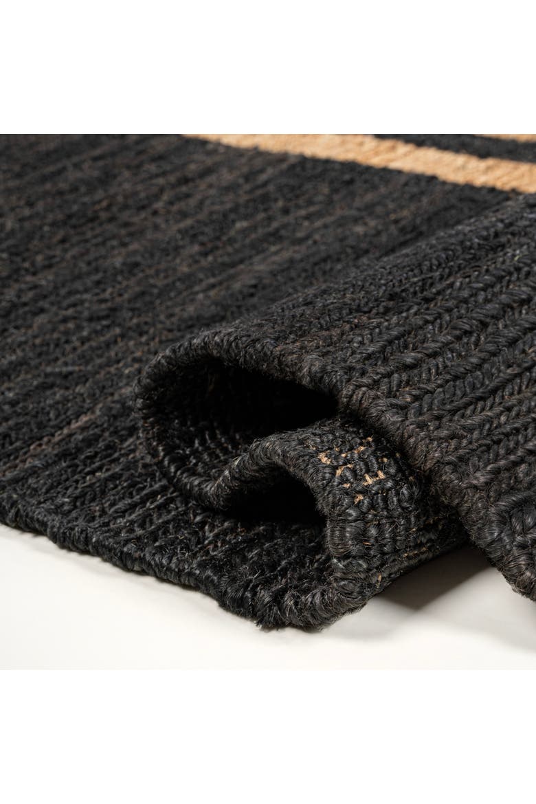 Olivier Rustic Farmhouse Wide Ticking Stripe Jute Area Rug, Alternate, color, Black/Natural