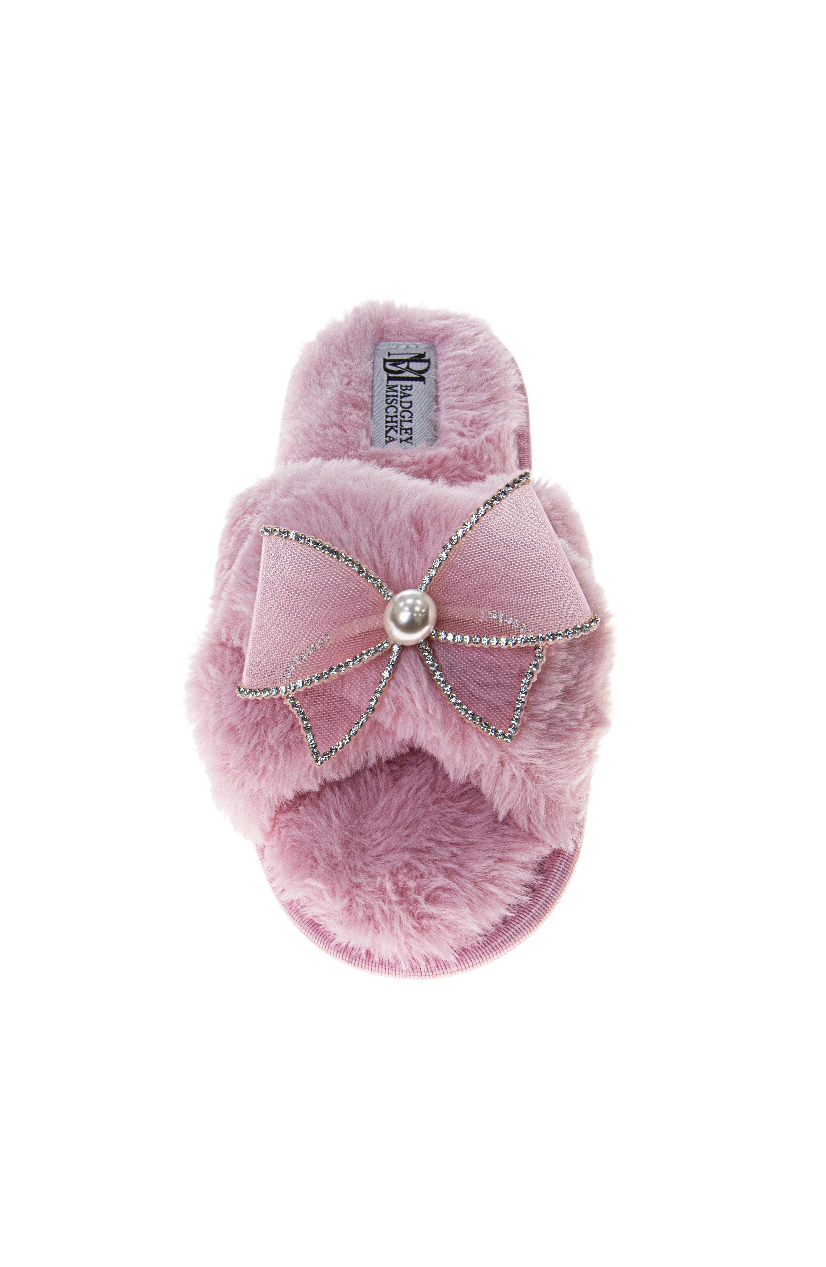 Womens Bow Comfort Slippers, Alternate, color, PINK