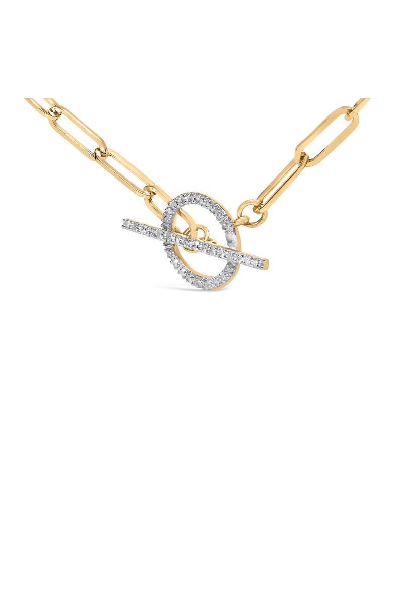 14KT Yellow Gold 1/4 Cttw Diamond Toggle Clasp Paperclip Link Necklace, Alternate, color, Yellow