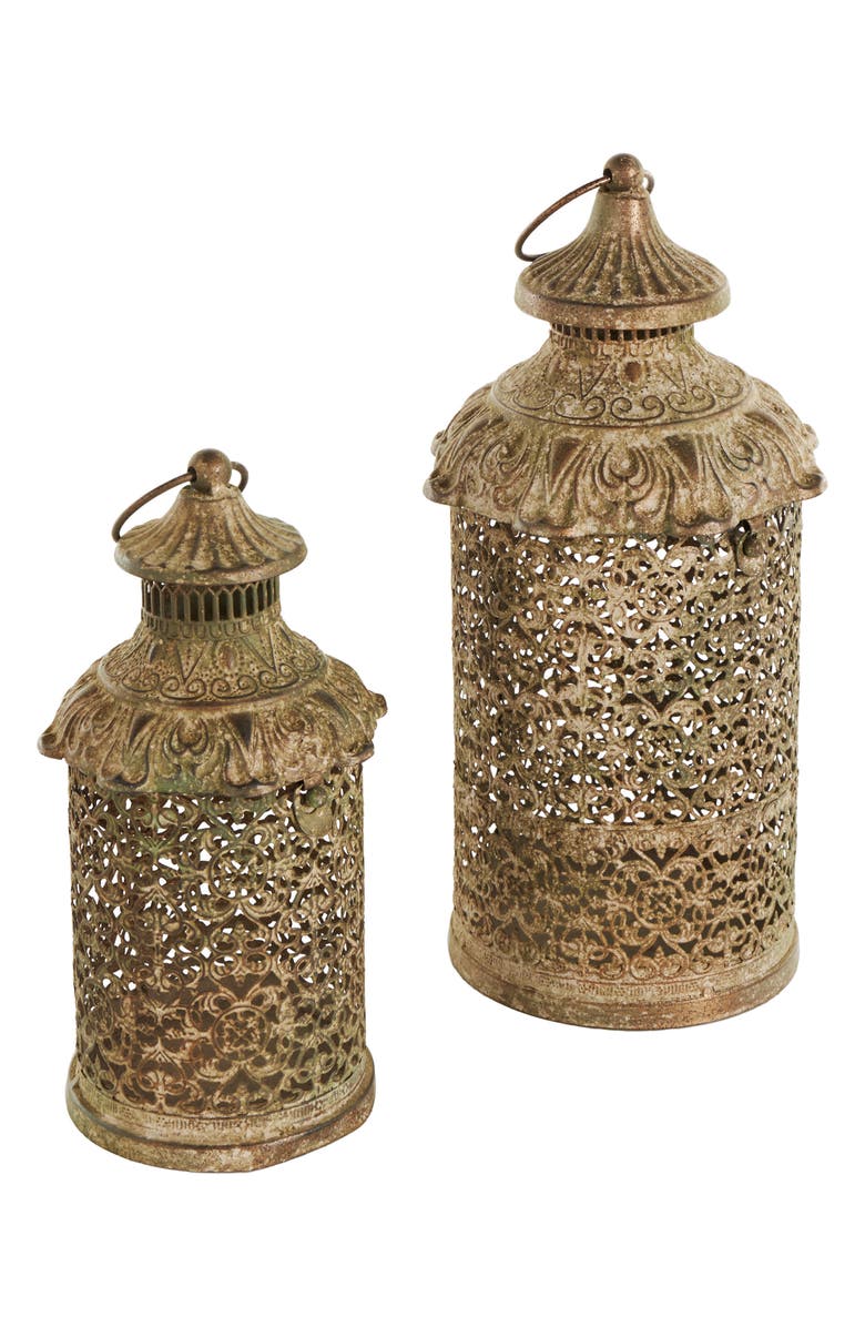 SONOMA SAGE HOME Set of 2 Lantern Candleholders, Main, color, Brown