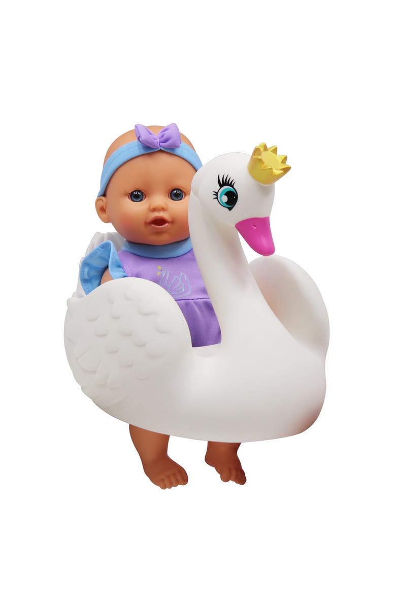 Dream Collection 10 Inch Bath Time Baby Doll with Swan, Main, color, Multicolored
