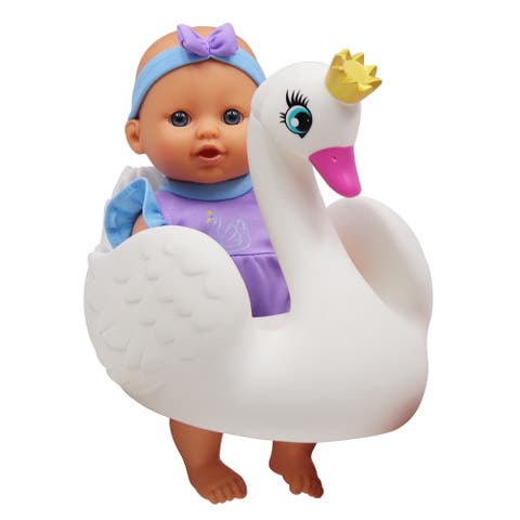 10 Inch Bath Time Baby Doll with Swan