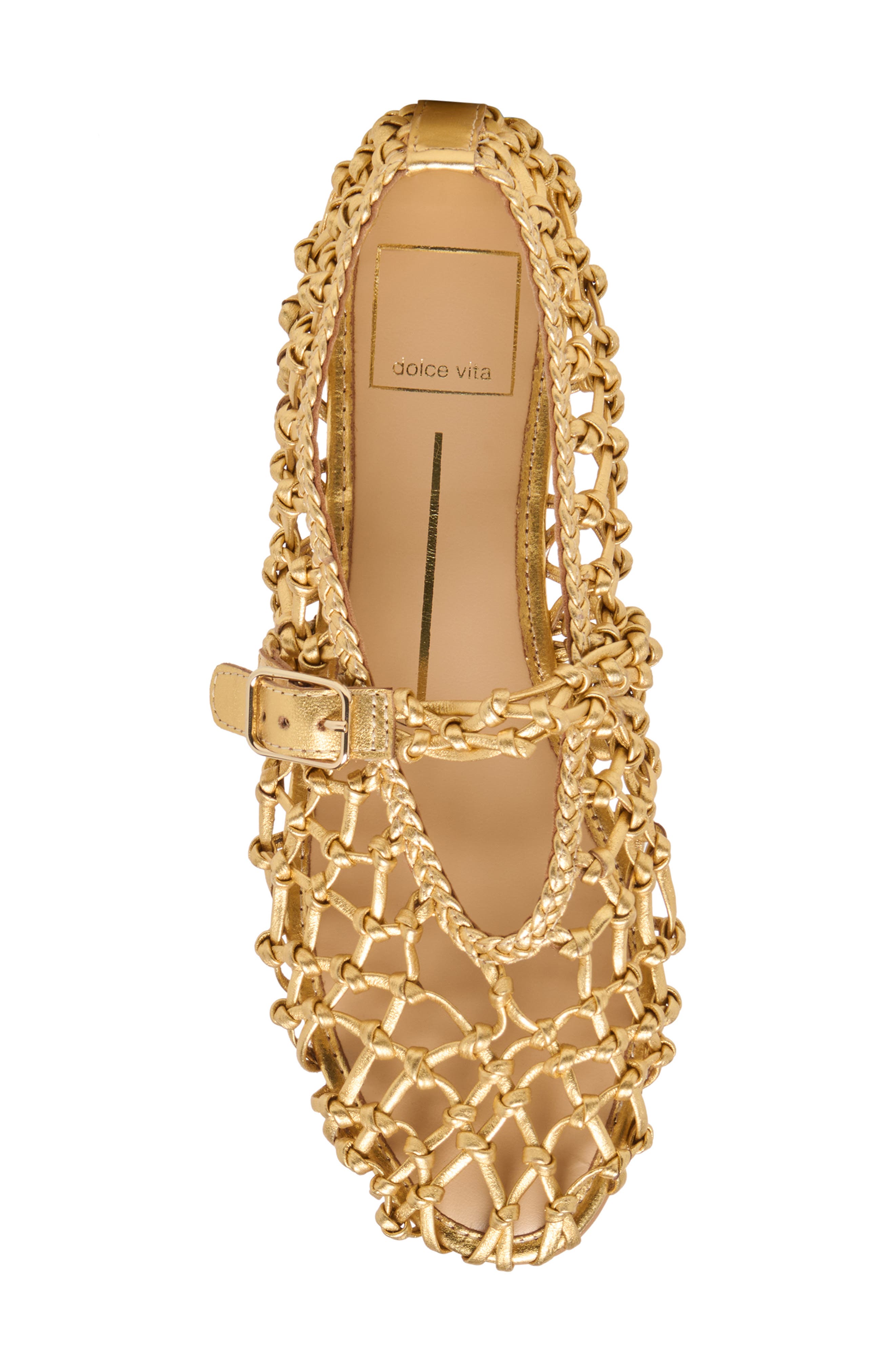 Dolce Vita Clair Woven Mary Jane Flat, Alternate, color, Gold Woven Leather