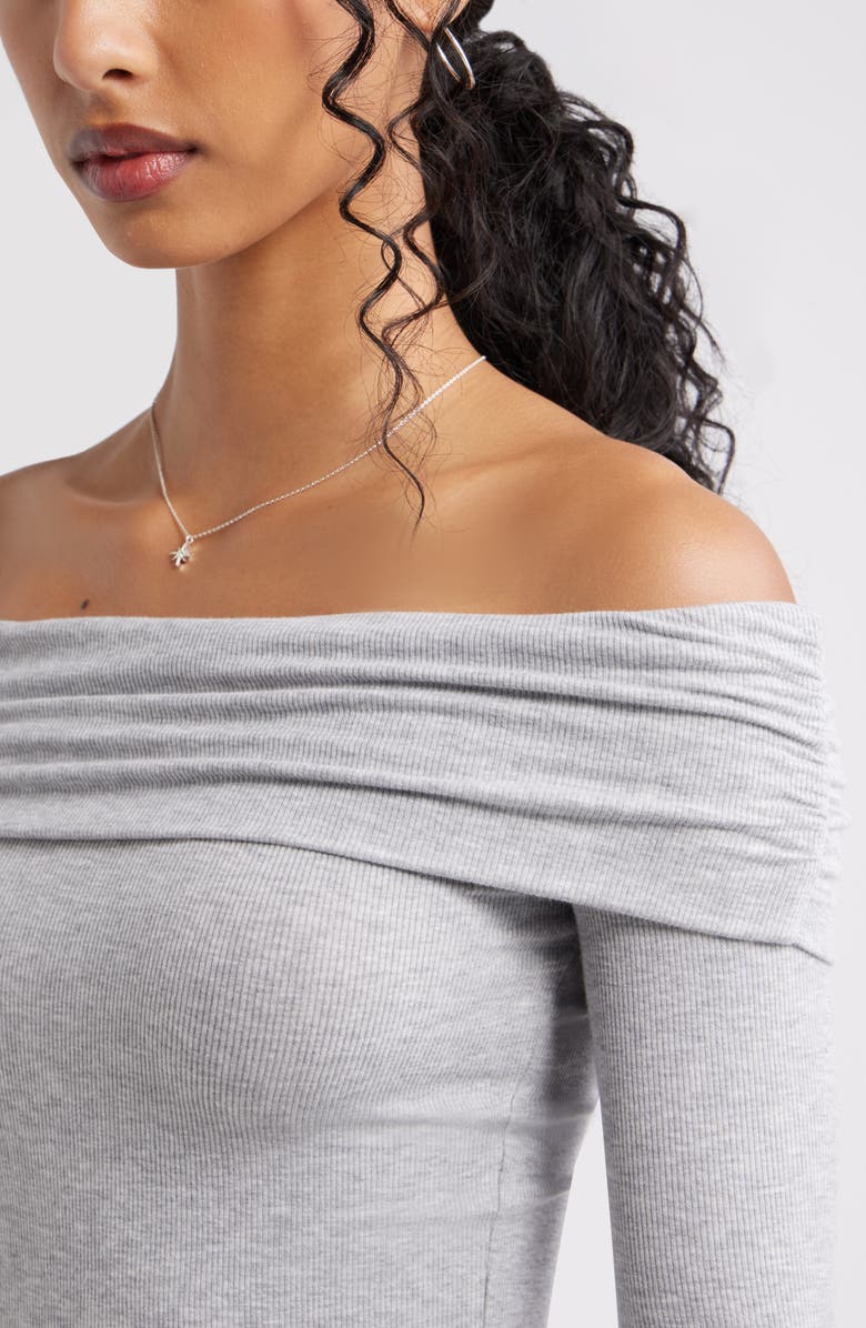 BP. Rib Off the Shoulder Top, Alternate, color, Grey Soft Heather