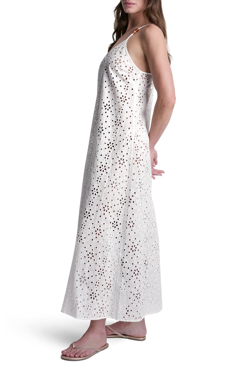Eyelet V-Neck Cover Up Maxi Dress, Alternate, color, SOFT WHITE