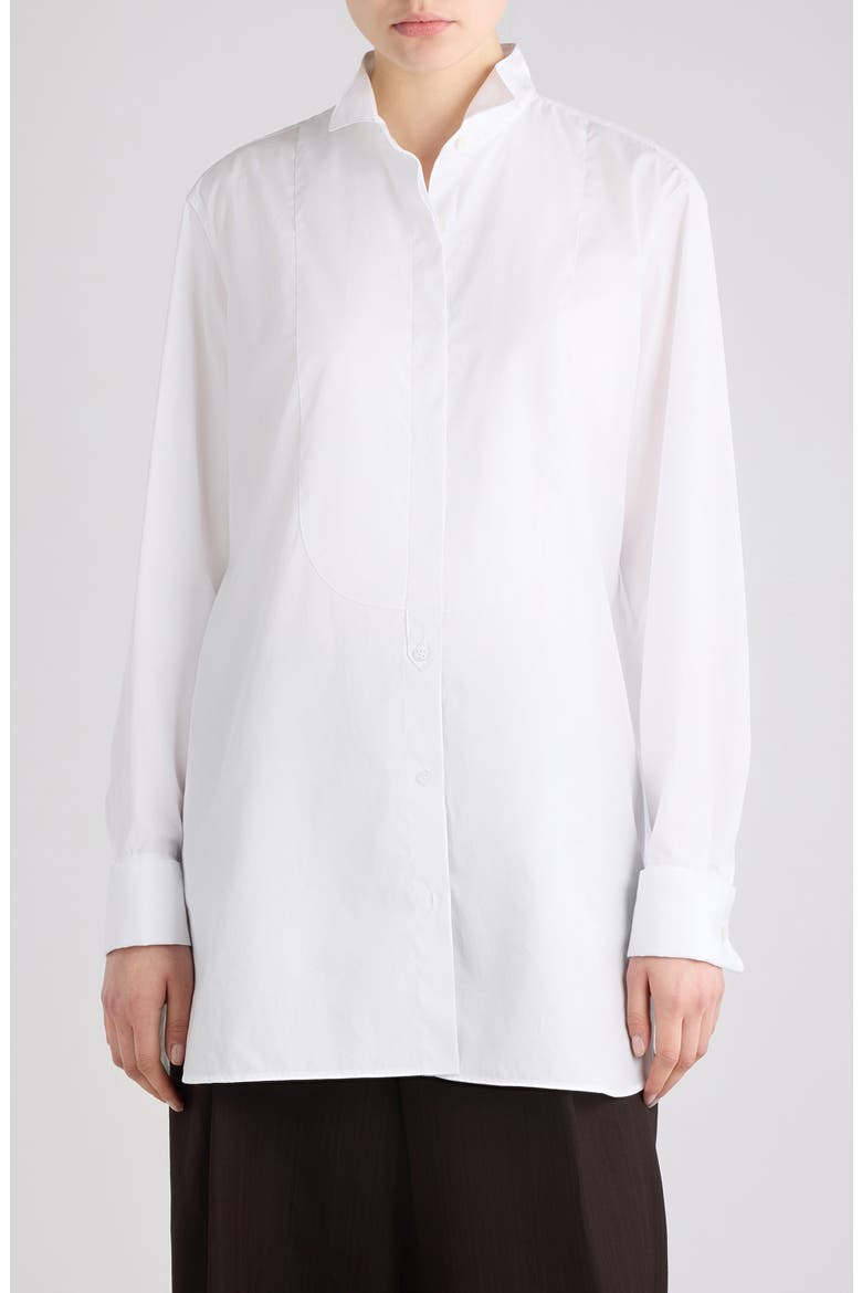 Colbys Bib Front Cotton Poplin Shirt, Main, color, WHITE