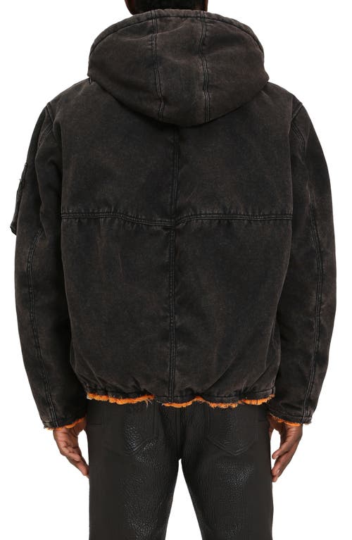 Purple Brand X Alpha Industries Hooded Denim Bomber Jacket In Black