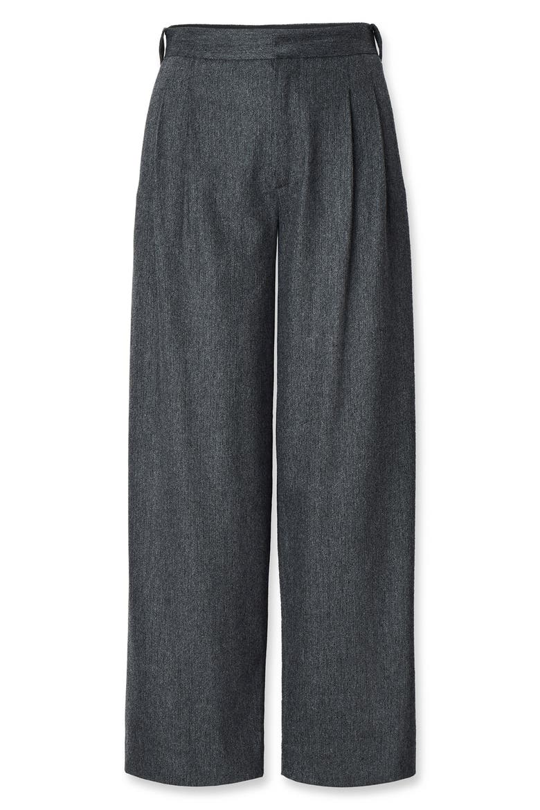 Lawrence Wide Leg Wool Blend Tailored Pants, Alternate, color, CHARCOAL MULTI